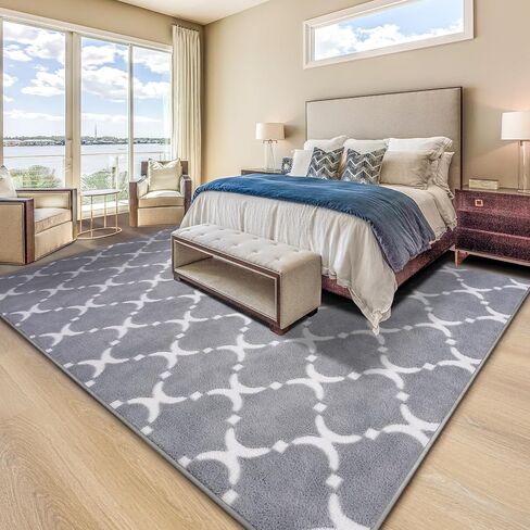 yj.gwl سجادة منطقة هندسية ناعمة لغرفة نوم البنات، 4x6 أقدام وردي مريح وحديث داخلي من إسفنج الذاكرة، سجاد رقيق قابل للغسل لغرفة المعيشة وغرفة الأطفال وغرفة اللعب وغرفة النوم وديكور الأرضية in Kuwait