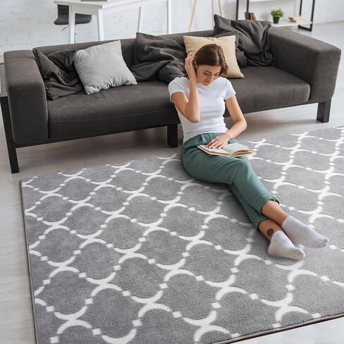 yj.gwl سجادة منطقة هندسية ناعمة لغرفة نوم البنات، 4x6 أقدام وردي مريح وحديث داخلي من إسفنج الذاكرة، سجاد رقيق قابل للغسل لغرفة المعيشة وغرفة الأطفال وغرفة اللعب وغرفة النوم وديكور الأرضية in Kuwait