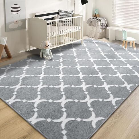 yj.gwl سجادة منطقة هندسية ناعمة لغرفة نوم البنات، 4x6 أقدام وردي مريح وحديث داخلي من إسفنج الذاكرة، سجاد رقيق قابل للغسل لغرفة المعيشة وغرفة الأطفال وغرفة اللعب وغرفة النوم وديكور الأرضية in Kuwait