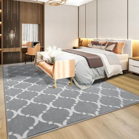 yj.gwl سجادة منطقة هندسية ناعمة لغرفة نوم البنات، 4x6 أقدام وردي مريح وحديث داخلي من إسفنج الذاكرة، سجاد رقيق قابل للغسل لغرفة المعيشة وغرفة الأطفال وغرفة اللعب وغرفة النوم وديكور الأرضية in Kuwait