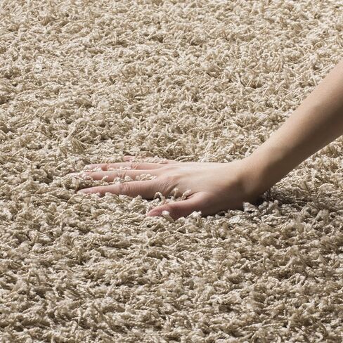 SAFAVIEH Athens Shag Collection Area Rug - 8' x 10', Beige, Non-Shedding & Easy Care, 1.5-inch Thick Ideal for High Traffic Areas in Living Room, Bedroom (SGA119G) in Saudi Arabia