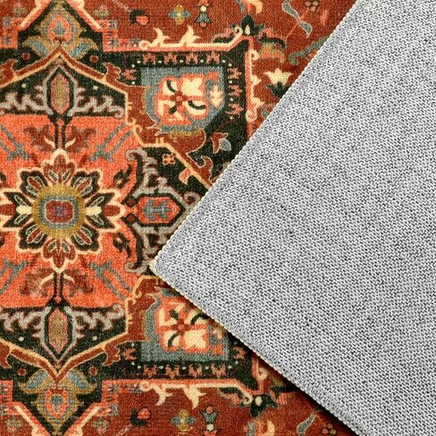 LEEVAN Indoor Door Mat, Vintage Non-Slip Entryway Rug 24''x36'', Oriental Distressed Kitchen Rug, Washable Low Pile Doormat for Home Patio/Back Door/Porch（Ivory/Blue Rust in Kuwait