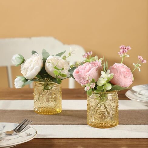 12 قطعة من حامل ضوء الشاي الزجاجي العتيق الوردي، حوامل شموع نذرية لقطعة مركزية لطاولة المنزل، طاولة الزفاف، ديكور حفلات عيد الميلاد وأعياد الميلاد in Kuwait