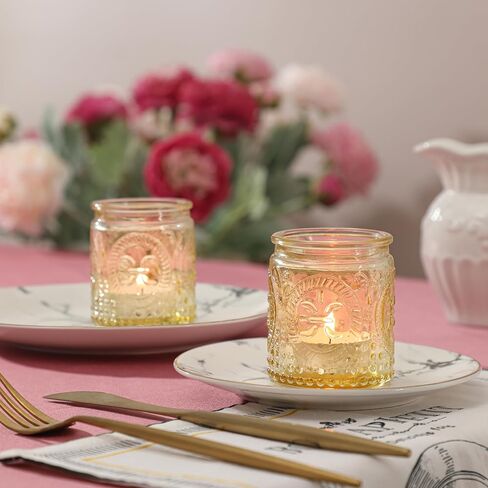 12 قطعة من حامل ضوء الشاي الزجاجي العتيق الوردي، حوامل شموع نذرية لقطعة مركزية لطاولة المنزل، طاولة الزفاف، ديكور حفلات عيد الميلاد وأعياد الميلاد in Kuwait