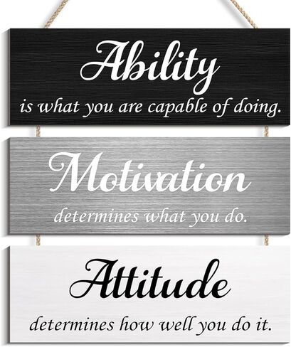Pink Office Wall Decor, Ability Motivation Attitude Inspirational Wall Art Motivational Wall Plaques with Sayings Wooden Hangings Decor for Home in Saudi Arabia
