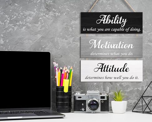 Pink Office Wall Decor, Ability Motivation Attitude Inspirational Wall Art Motivational Wall Plaques with Sayings Wooden Hangings Decor for Home in Saudi Arabia