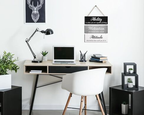 Pink Office Wall Decor, Ability Motivation Attitude Inspirational Wall Art Motivational Wall Plaques with Sayings Wooden Hangings Decor for Home in Saudi Arabia