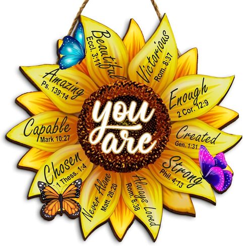 هدايا مسيحية BSQUIELE للنساء، هدايا عيد ميلاد للنساء، هدية مسيحية علامة خشبية عباد الشمس، هدية دينية للنساء، هدية ملهمة للنساء، آية الكتاب المقدس، ديكور خشبي لتزيين الحائط in Kuwait