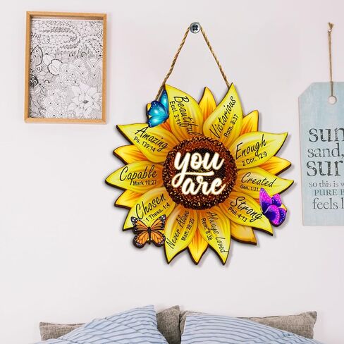 هدايا مسيحية BSQUIELE للنساء، هدايا عيد ميلاد للنساء، هدية مسيحية علامة خشبية عباد الشمس، هدية دينية للنساء، هدية ملهمة للنساء، آية الكتاب المقدس، ديكور خشبي لتزيين الحائط in Kuwait