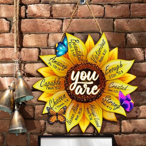 هدايا مسيحية BSQUIELE للنساء، هدايا عيد ميلاد للنساء، هدية مسيحية علامة خشبية عباد الشمس، هدية دينية للنساء، هدية ملهمة للنساء، آية الكتاب المقدس، ديكور خشبي لتزيين الحائط in Kuwait