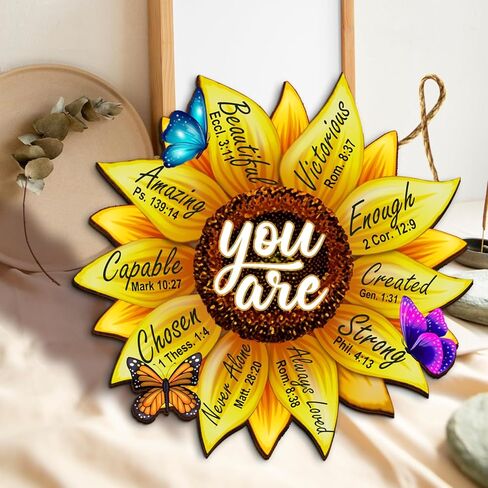 هدايا مسيحية BSQUIELE للنساء، هدايا عيد ميلاد للنساء، هدية مسيحية علامة خشبية عباد الشمس، هدية دينية للنساء، هدية ملهمة للنساء، آية الكتاب المقدس، ديكور خشبي لتزيين الحائط in Kuwait