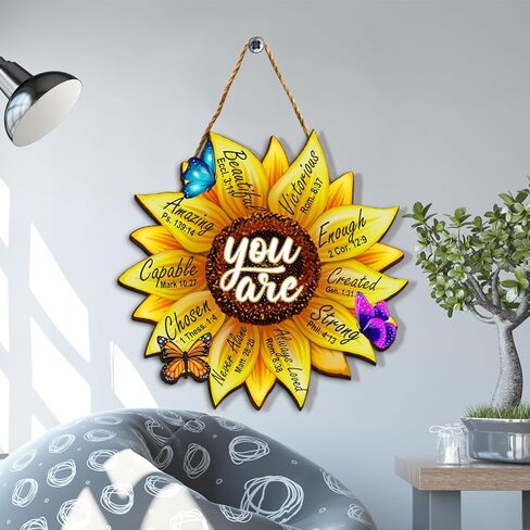 هدايا مسيحية BSQUIELE للنساء، هدايا عيد ميلاد للنساء، هدية مسيحية علامة خشبية عباد الشمس، هدية دينية للنساء، هدية ملهمة للنساء، آية الكتاب المقدس، ديكور خشبي لتزيين الحائط in Kuwait