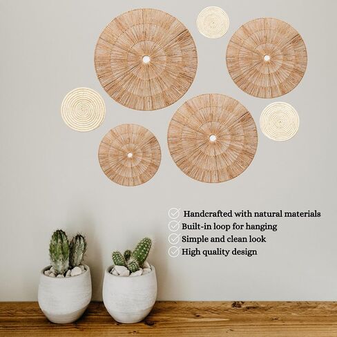 SKATAZEE Boho Wall Decor 7 Piece Set Brown And Ivory in Kuwait