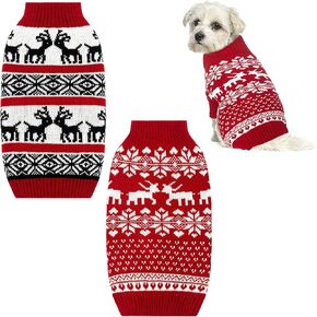 2 Pieces Dog Holiday Reindeer Clothes Christmas Snowflake Dog Sweater Red Dog Clothes Christmas Dog Clothes for Dogs Pets Cats Puppy Christmas New Year (Elk,Medium) in Saudi Arabia