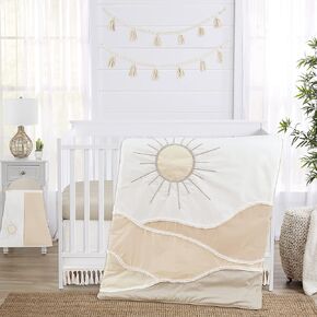 Sweet Jojo Designs Boho Desert Sun Taupe Nursery Baby Boy أو Girl 4pc طقم سرير سرير محايد تان بيج عاجي ذهبي كريم أوف وايت بوهيمي ماونتن طبيعة في الهواء الطلق هندسية الحد الأدنى من أشعة الشمس