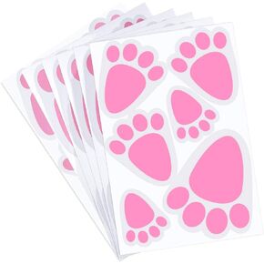 KUUQA 6 Sheet 36PCS Easter Bunny Feet Home Floor Clings Footprints Decals Stickers for Easter Home Party Decorations, Mixed Size