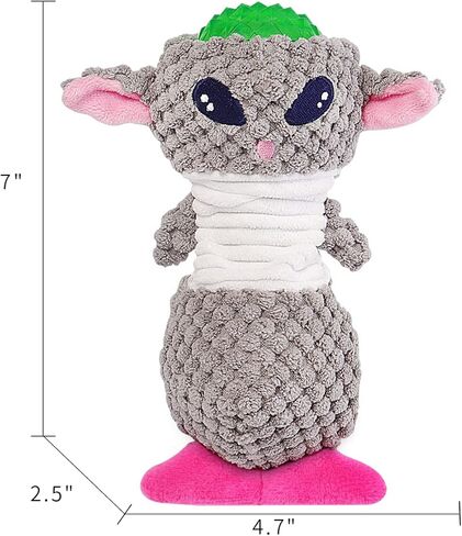 KuddelMuddel Squeaky Crinkle Dog Plush Toy, No Stuffing Cute and Ugly Alien with Durable Latex Filler, Interactive Fun Fetch Chew and Play Toy for Puppy Small Medium and Large Breed in Kuwait