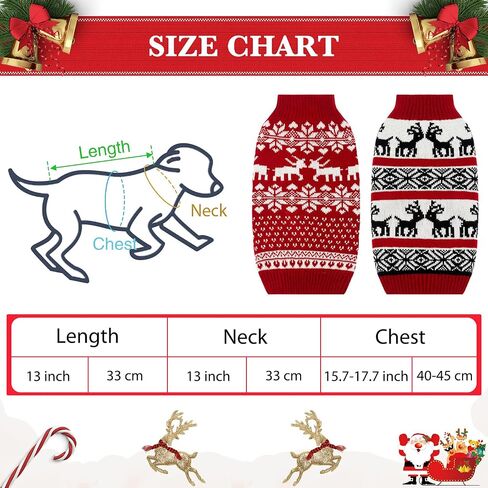 2 Pieces Dog Holiday Reindeer Clothes Christmas Snowflake Dog Sweater Red Dog Clothes Christmas Dog Clothes for Dogs Pets Cats Puppy Christmas New Year (Elk,Medium) in Saudi Arabia