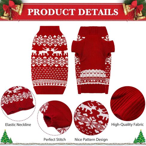 2 Pieces Dog Holiday Reindeer Clothes Christmas Snowflake Dog Sweater Red Dog Clothes Christmas Dog Clothes for Dogs Pets Cats Puppy Christmas New Year (Elk,Medium) in Saudi Arabia