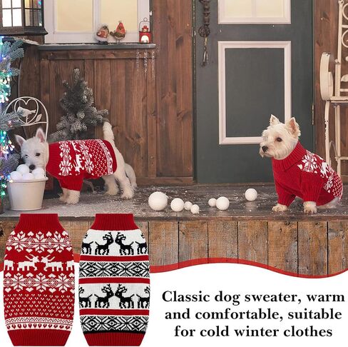 2 Pieces Dog Holiday Reindeer Clothes Christmas Snowflake Dog Sweater Red Dog Clothes Christmas Dog Clothes for Dogs Pets Cats Puppy Christmas New Year (Elk,Medium) in Saudi Arabia