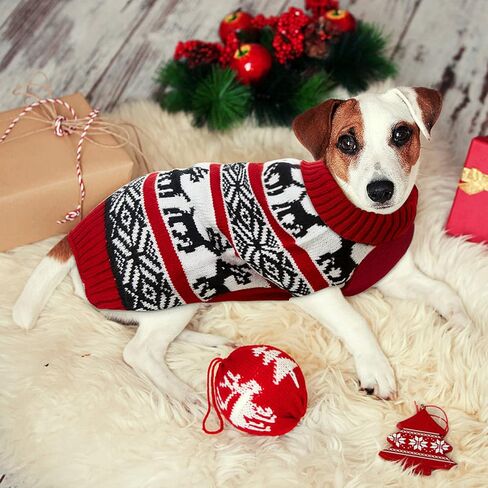 2 Pieces Dog Holiday Reindeer Clothes Christmas Snowflake Dog Sweater Red Dog Clothes Christmas Dog Clothes for Dogs Pets Cats Puppy Christmas New Year (Elk,Medium) in Saudi Arabia