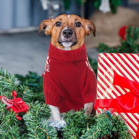 2 Pieces Dog Holiday Reindeer Clothes Christmas Snowflake Dog Sweater Red Dog Clothes Christmas Dog Clothes for Dogs Pets Cats Puppy Christmas New Year (Elk,Medium) in Saudi Arabia