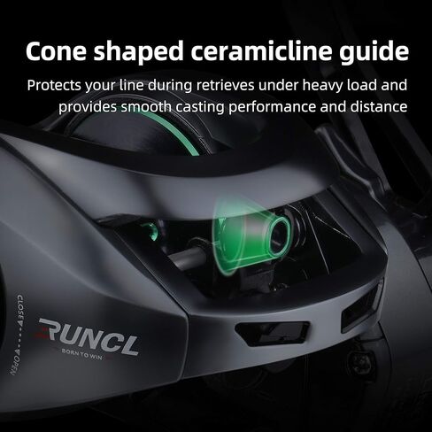 RUNCL Baitcast Reels Svallet، بكرات الصيد Baitcaster - 10+1 محامل كروية مقاومة للصدأ، نسبة تروس 7.3:1، سحب من ألياف الكربون 17.64 رطل، نظام فرامل مغناطيسي 10 مستويات لصيد الأسماك في المياه العذبة in Kuwait