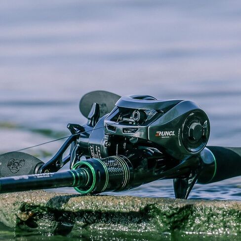 RUNCL Baitcast Reels Svallet، بكرات الصيد Baitcaster - 10+1 محامل كروية مقاومة للصدأ، نسبة تروس 7.3:1، سحب من ألياف الكربون 17.64 رطل، نظام فرامل مغناطيسي 10 مستويات لصيد الأسماك في المياه العذبة in Kuwait