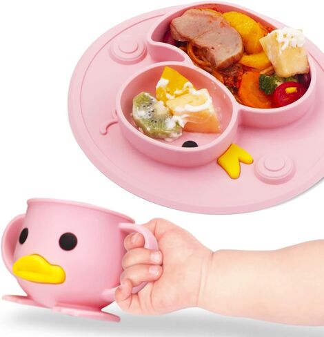 Toddler Cup, Silicone Training Cup, Sippy Cup for Baby, Baby Led Weaning Cup With Lid & Double Handle, Unbreakable, 7oz, 6+ Months in Kuwait