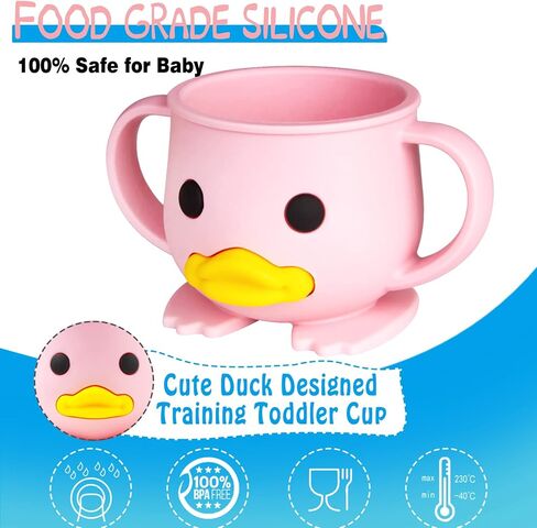 Toddler Cup, Silicone Training Cup, Sippy Cup for Baby, Baby Led Weaning Cup With Lid & Double Handle, Unbreakable, 7oz, 6+ Months in Kuwait
