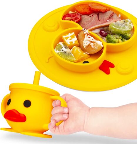 Toddler Cup, Silicone Training Cup, Sippy Cup for Baby, Baby Led Weaning Cup With Lid & Double Handle, Unbreakable, 7oz, 6+ Months in Kuwait