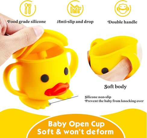 Toddler Cup, Silicone Training Cup, Sippy Cup for Baby, Baby Led Weaning Cup With Lid & Double Handle, Unbreakable, 7oz, 6+ Months in Kuwait