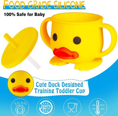 Toddler Cup, Silicone Training Cup, Sippy Cup for Baby, Baby Led Weaning Cup With Lid & Double Handle, Unbreakable, 7oz, 6+ Months in Kuwait
