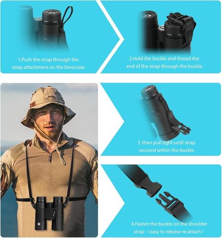 مناظير Uthlusty 12X42 HD للبالغين مع حزام تسخير، مناظير احترافية خفيفة الوزن BAK4 منشورية مع رؤية كبيرة لمشاهدة الطيور والصيد والسفر والمشي لمسافات طويلة والرياضة والحفلات الموسيقية in Kuwait