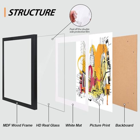 Fixwal 16x20 Poster Frame Composite Wood with Polished Plexiglass Picture Frame in Black, Photo Frame for Wall Display in Saudi Arabia