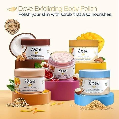 Dove Scrub For Silky Smooth Skin Brown Sugar & Coconut Butter Body Scrub Exfoliates & Restores Skin's Natural Nutrients, 10.5 oz, 4 Count in Saudi Arabia