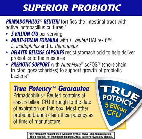 Nature's Way Primadophilus Reuteri Probiotic, Supports Digestive & Immune Health*, 5 Billion Live Cultures, 30 Capsules (Packaging May Vary) in Saudi Arabia