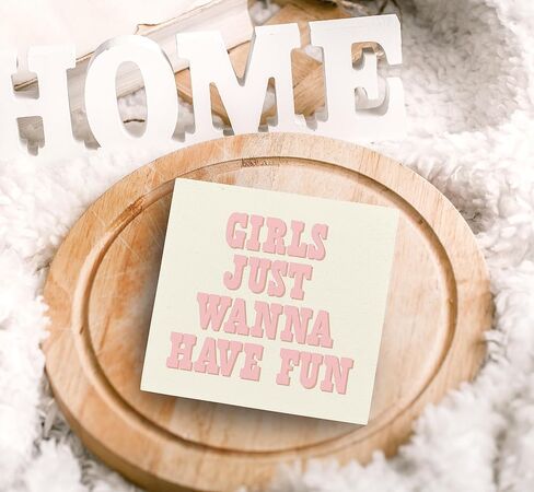 SRADMO Girls Just Wanna Have Fun Pink Wood Box Sign Desk Decor,Inspirational Preppy Wooden Block Box Sign Decoration For Girls Room Dorm Shelf Table Decor in Saudi Arabia