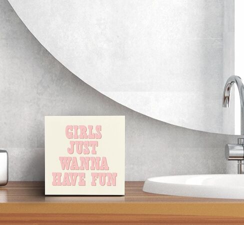 SRADMO Girls Just Wanna Have Fun Pink Wood Box Sign Desk Decor,Inspirational Preppy Wooden Block Box Sign Decoration For Girls Room Dorm Shelf Table Decor in Saudi Arabia