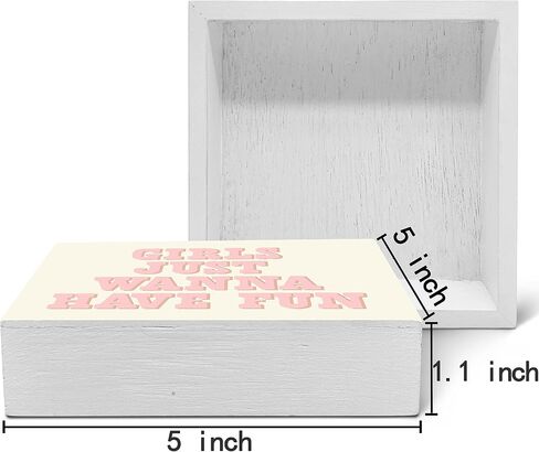 SRADMO Girls Just Wanna Have Fun Pink Wood Box Sign Desk Decor,Inspirational Preppy Wooden Block Box Sign Decoration For Girls Room Dorm Shelf Table Decor in Saudi Arabia