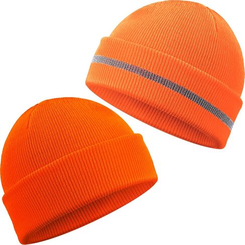 Geyoga Trawler Beanie Knit Hunting Hat Safety Acrylic Reflective Hat Skull Cap for Men Outdoor Sports Fluorescent Orange in Saudi Arabia