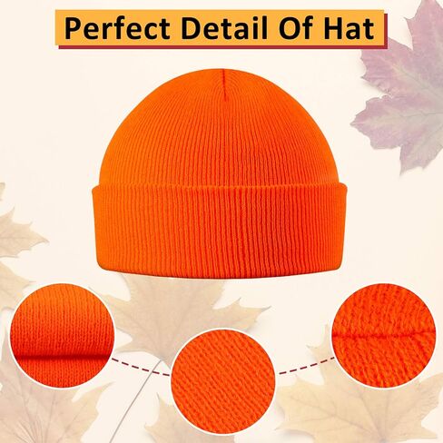 Geyoga Trawler Beanie Knit Hunting Hat Safety Acrylic Reflective Hat Skull Cap for Men Outdoor Sports Fluorescent Orange in Saudi Arabia