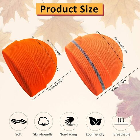Geyoga Trawler Beanie Knit Hunting Hat Safety Acrylic Reflective Hat Skull Cap for Men Outdoor Sports Fluorescent Orange in Saudi Arabia