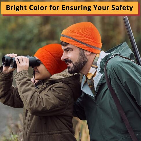 Geyoga Trawler Beanie Knit Hunting Hat Safety Acrylic Reflective Hat Skull Cap for Men Outdoor Sports Fluorescent Orange in Saudi Arabia