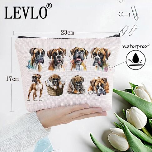LEVLO Boxer Dog Cosmetic Makeup Bag Boxer Dog Lover Gift Boxer Dog Mom Travel Pouch Bag Boxer Dog Merchandise (Boxer Dog) in Saudi Arabia