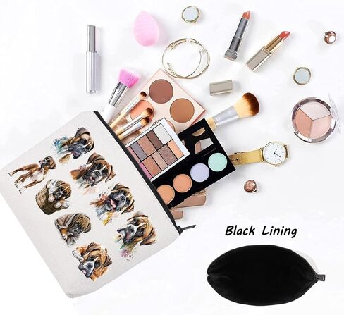 LEVLO Boxer Dog Cosmetic Makeup Bag Boxer Dog Lover Gift Boxer Dog Mom Travel Pouch Bag Boxer Dog Merchandise (Boxer Dog) in Saudi Arabia