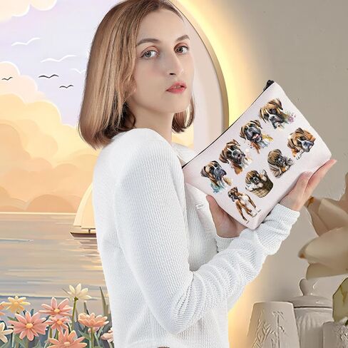 LEVLO Boxer Dog Cosmetic Makeup Bag Boxer Dog Lover Gift Boxer Dog Mom Travel Pouch Bag Boxer Dog Merchandise (Boxer Dog) in Saudi Arabia