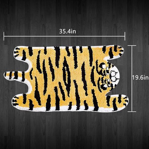 NATURETWIRL Comfortable and Soft Kids' Bath Rug - 19.6in*35.43 Cute Tiger-Shaped Mat - Perfect for Bedrooms, Bathrooms, Kitchens, and Children's Rooms - Non-Slip and Absorbent Flocked Floor Mat in Saudi Arabia
