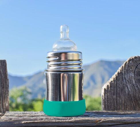 Pura Kiki Silicone Bottle Bumper - Plastic-Free, Medical-Grade, Dishwasher Safe, Protective, Leakproof Cover & Anti-Slip Bottom Cover - Compatible w/Pura Stainless Bottles 5oz 9oz & 11oz (Moss & Mint) in Kuwait