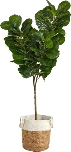 6ft. Fiddle Leaf Fig Artificial Tree in Handmade Natural Jute and Cotton Planter in Saudi Arabia